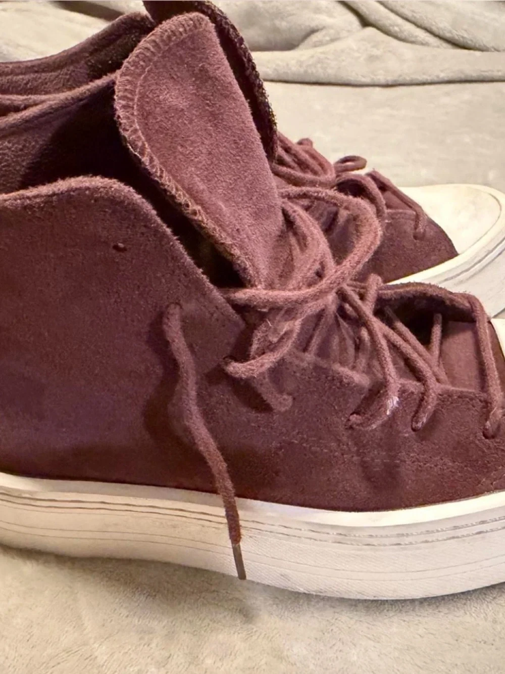 Converse Women's High-Top Platform Sneakers in Burgundy and White